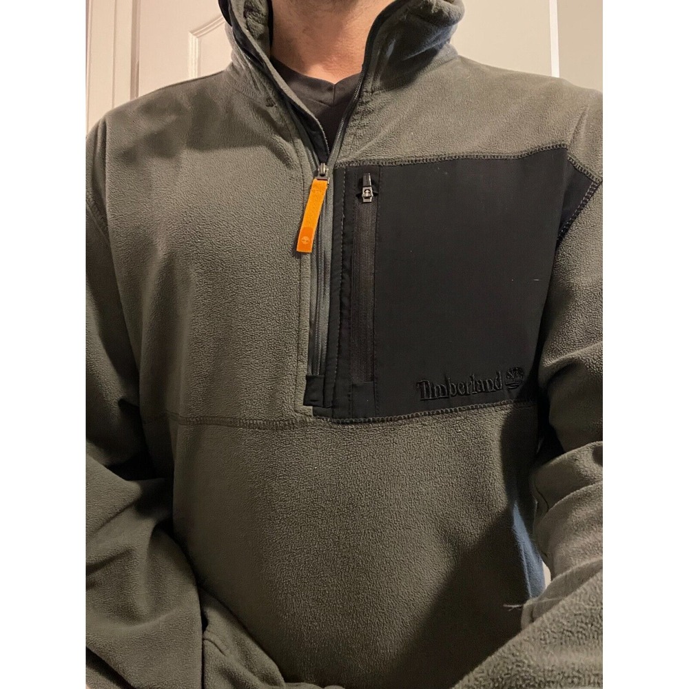 Timberland Pullover‎ Mens XL Black Zip Long Sleeve Fleece Utility Pocket